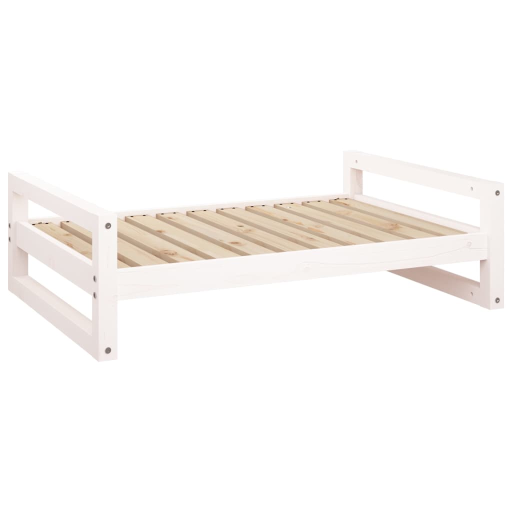 Lit pour chien blanc 95,5x65,5x28 cm en bois de pin massif