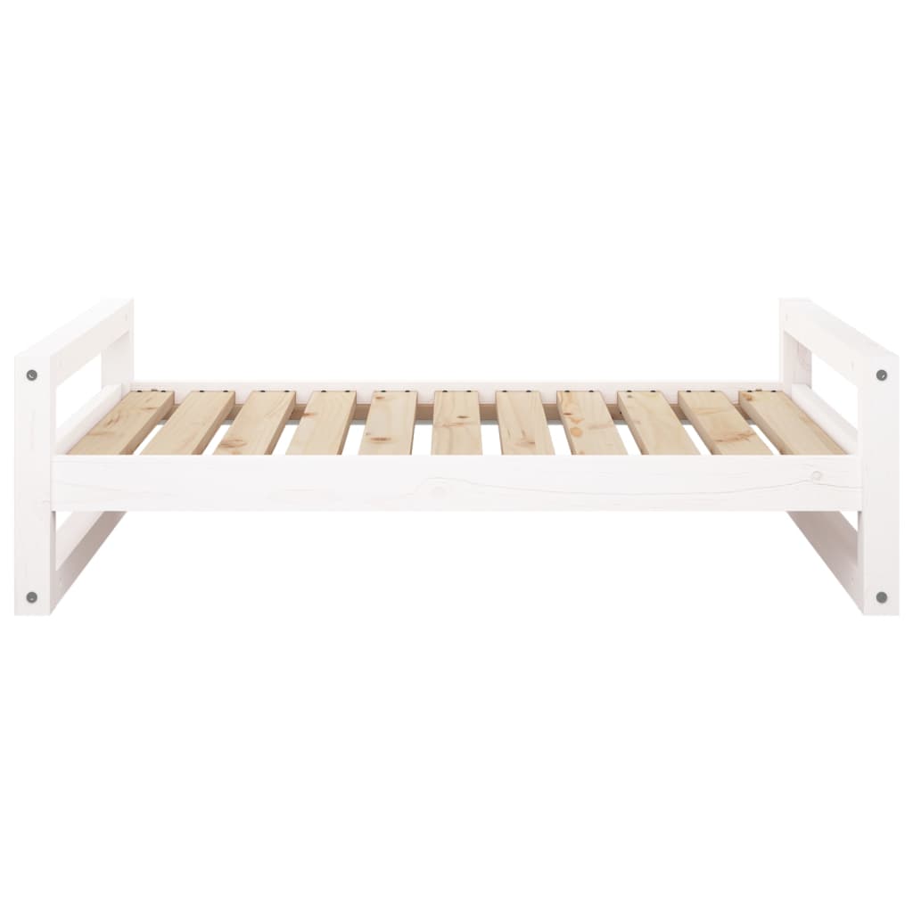 Lit pour chien blanc 95,5x65,5x28 cm en bois de pin massif