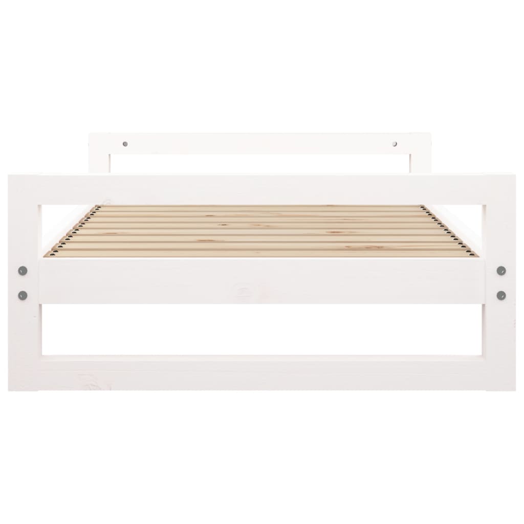 Lit pour chien blanc 95,5x65,5x28 cm en bois de pin massif