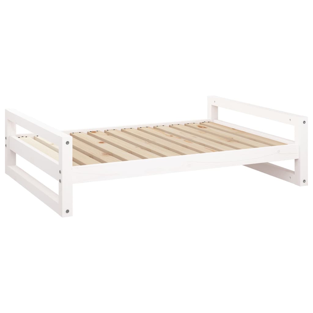 Lit pour chien blanc 105,5x75,5x28 cm en bois de pin massif