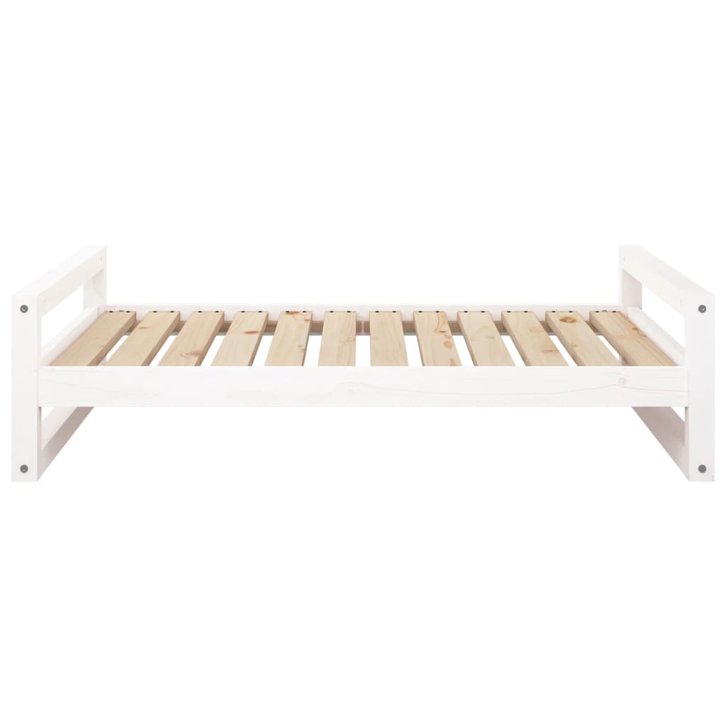 Lit pour chien blanc 105,5x75,5x28 cm en bois de pin massif