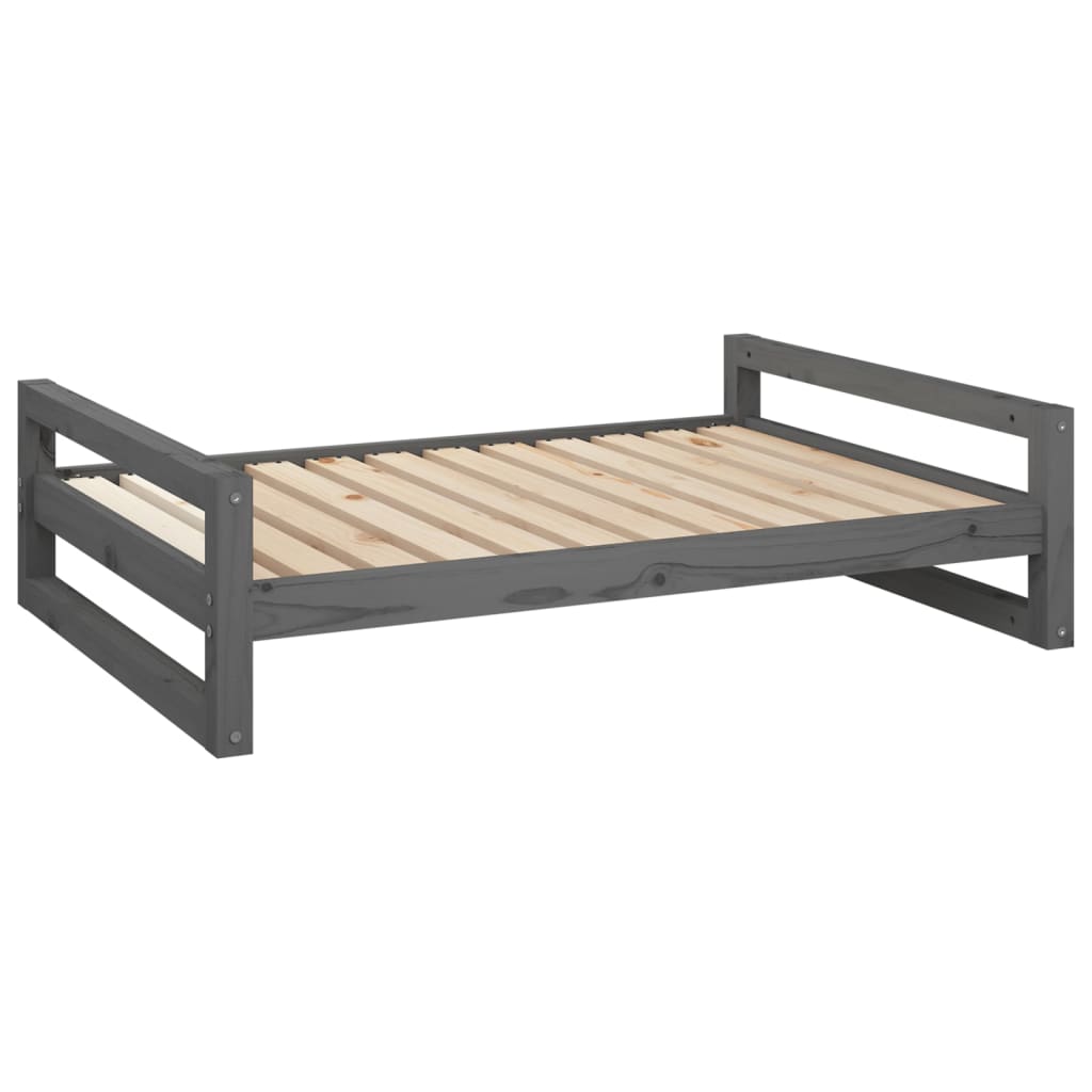 Lit pour chien gris 105,5x75,5x28 cm en bois de pin massif