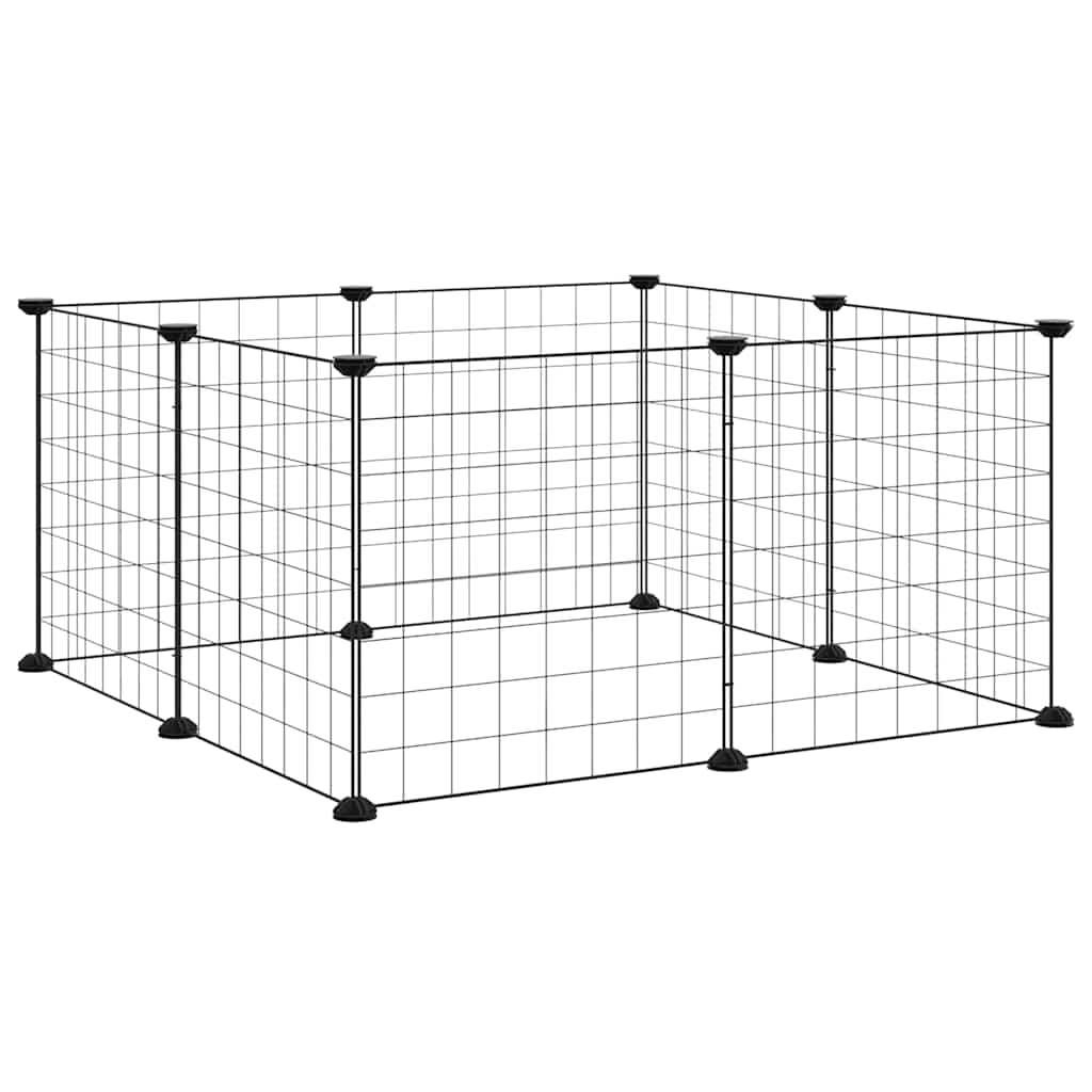 8-Panel-Haustierkäfig Schwarz 35x35 cm Stahl