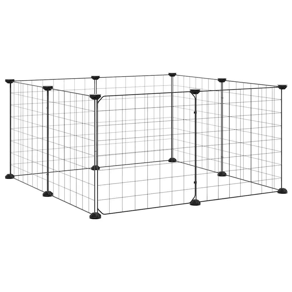 8-Panel-Haustierkäfig mit Tür Schwarz 35x35 cm Stahl