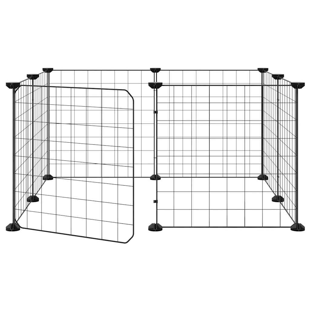 8-Panel-Haustierkäfig mit Tür Schwarz 35x35 cm Stahl