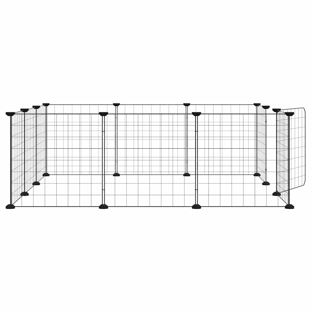 12-Panel-Haustierkäfig mit Tür Schwarz 35x35 cm Stahl