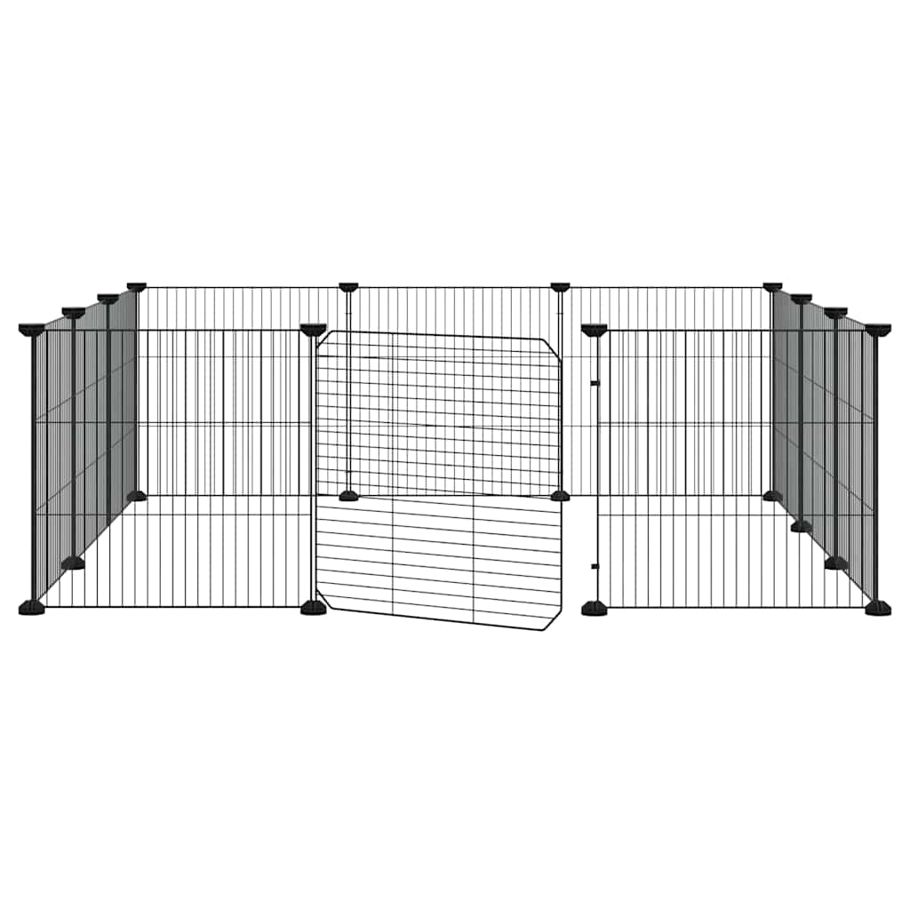 12-Panel-Haustierkäfig mit Tür Schwarz 35x35 cm Stahl