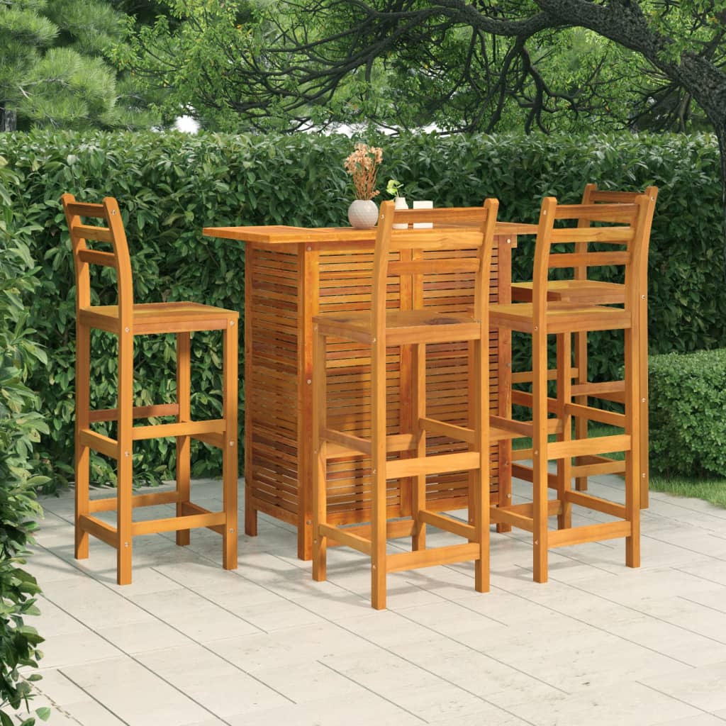5-tlg. Gartenbar-Set Massivholz Akazie