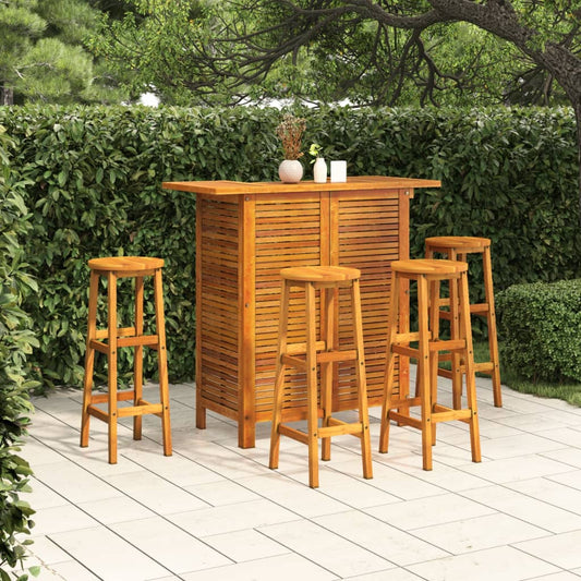 5-tlg. Gartenbar-Set Massivholz Akazie