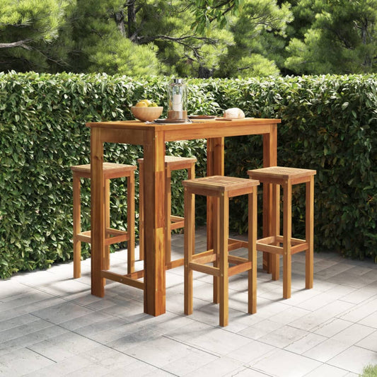 5-tlg. Gartenbar-Set Massivholz Akazie