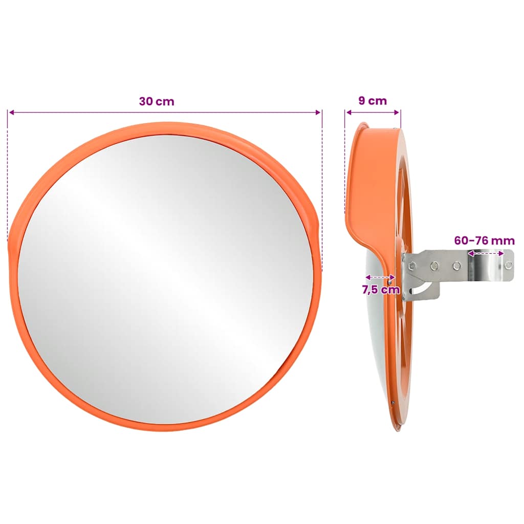Konvexer Verkehrsspiegel für den Außenbereich Orange Ø30 cm Polycarbonat