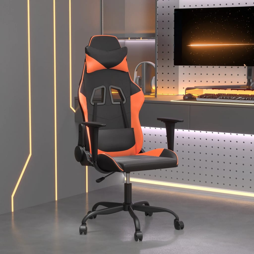 Gaming-Stuhl mit Massagefunktion Schwarz und Orange Kunstleder