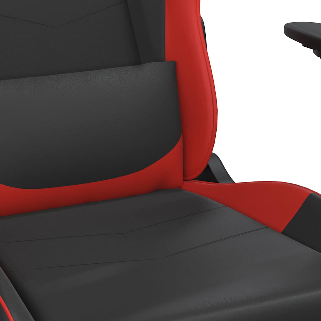 Gaming-Stuhl mit Massage & Fußstütze Schwarz & Rot Kunstleder
