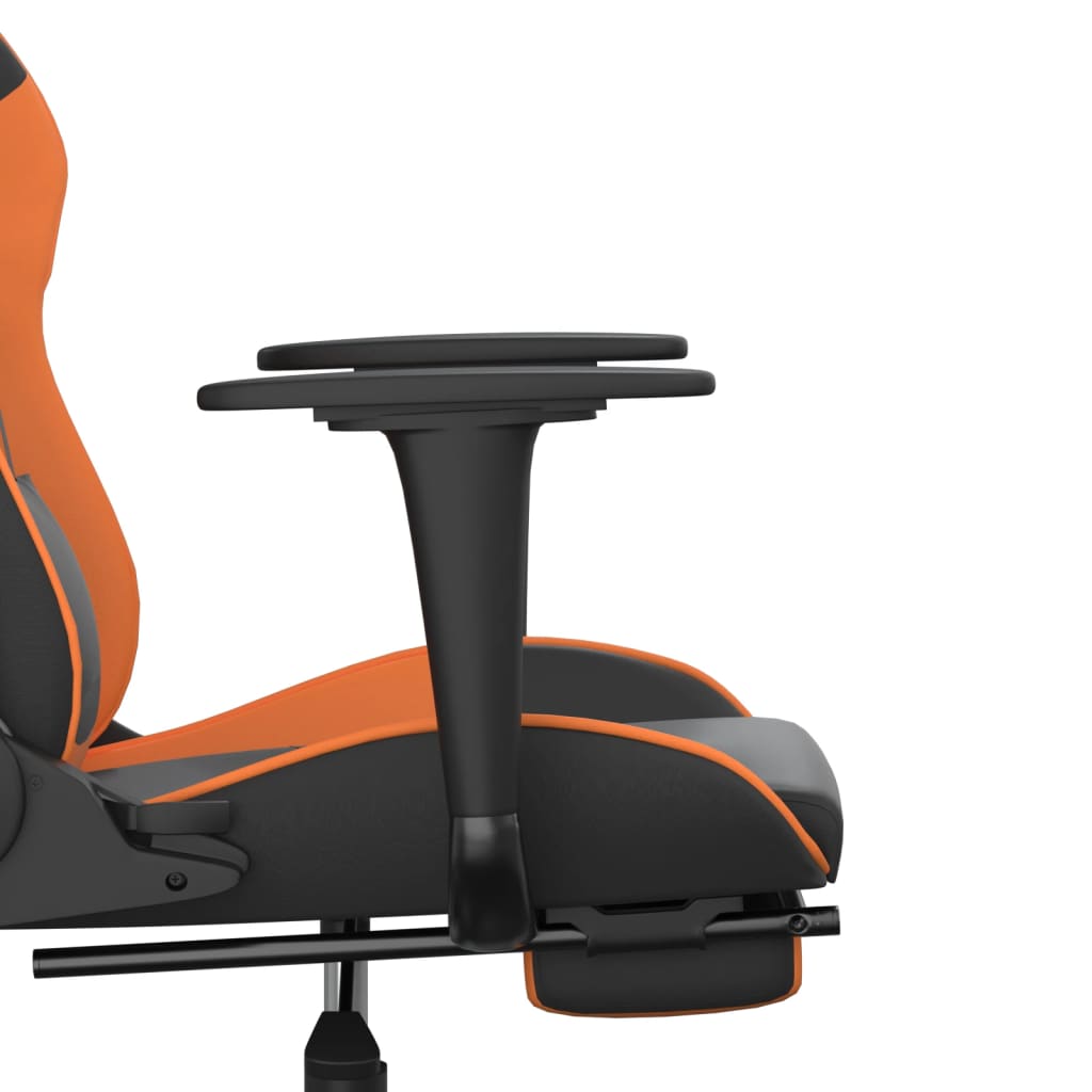 Gaming-Stuhl mit Massage & Fußstütze Schwarz Orange Kunstleder