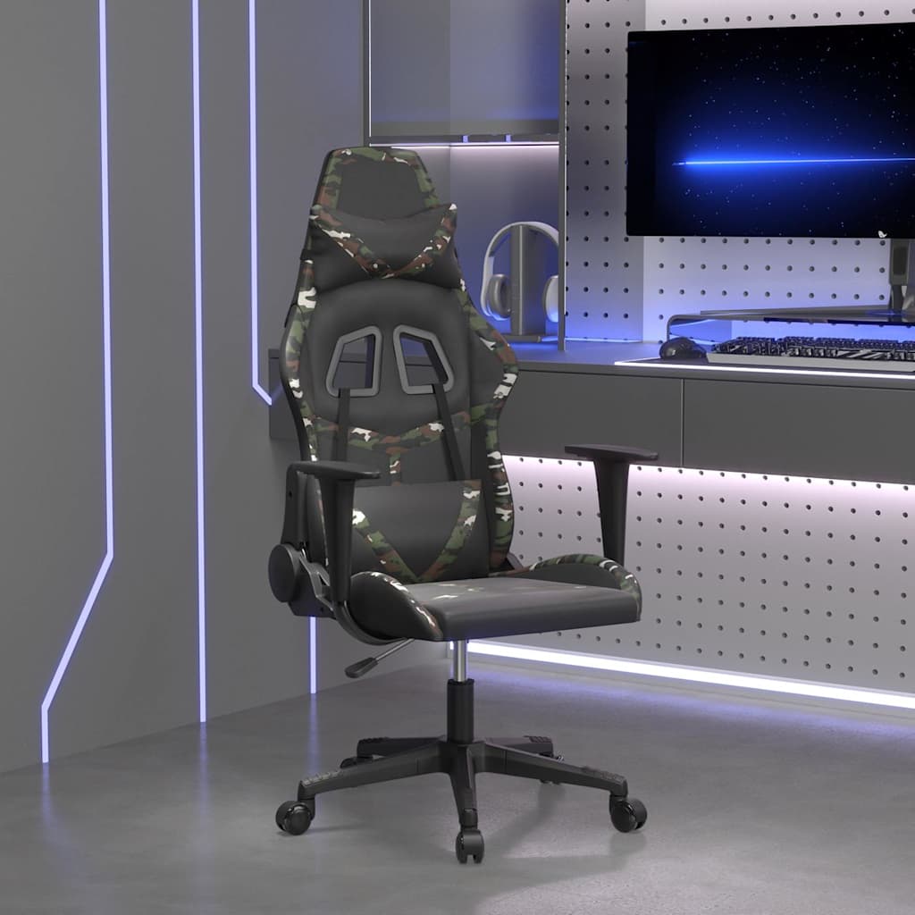 Gaming-Stuhl mit Massagefunktion Schwarz Tarnfarben Kunstleder