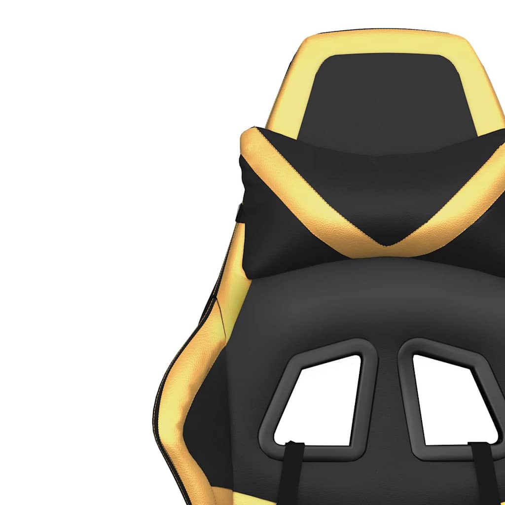 Gaming-Stuhl mit Massage & Fußstütze Schwarz Golden Kunstleder