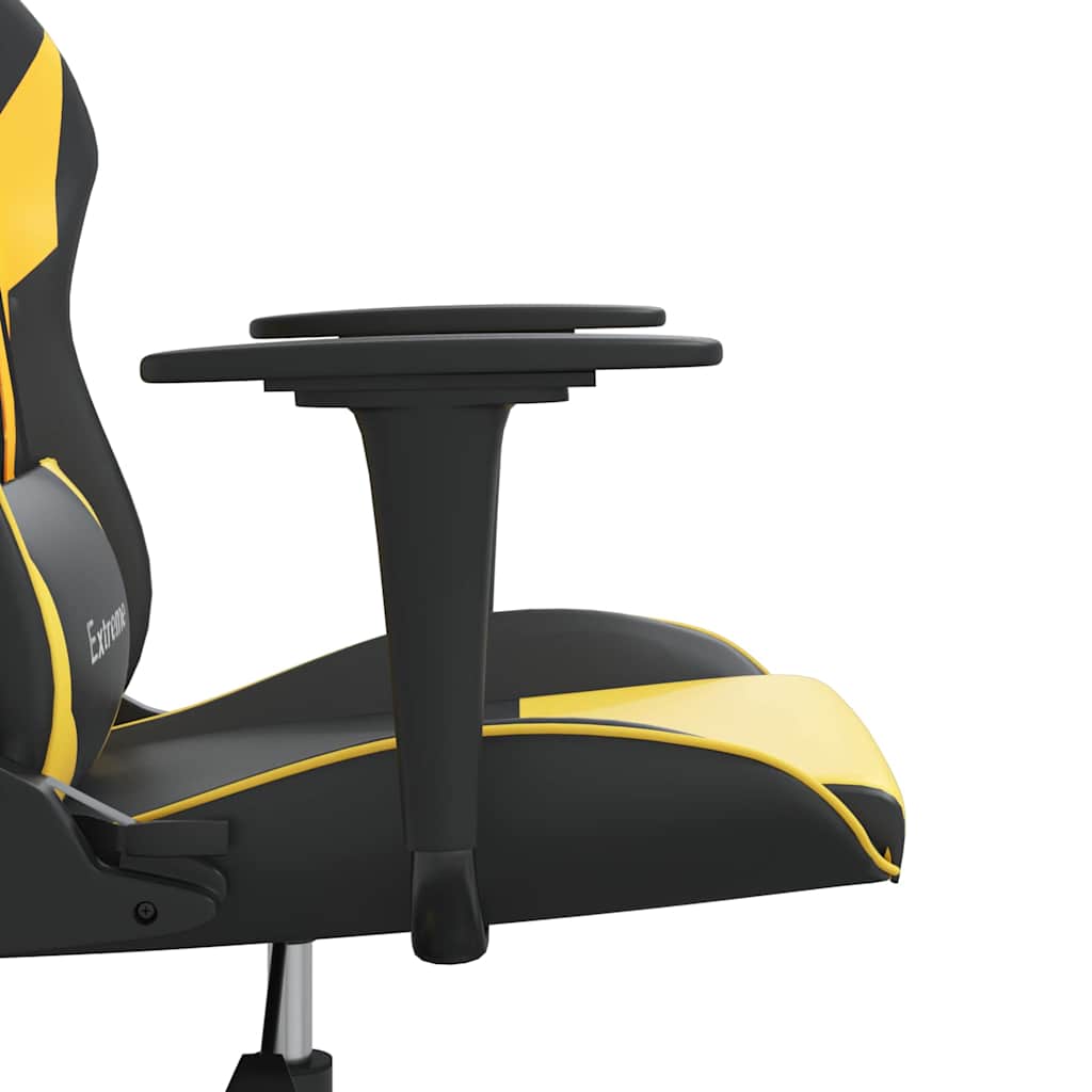 Gaming-Stuhl mit Massagefunktion Schwarz & Golden Kunstleder