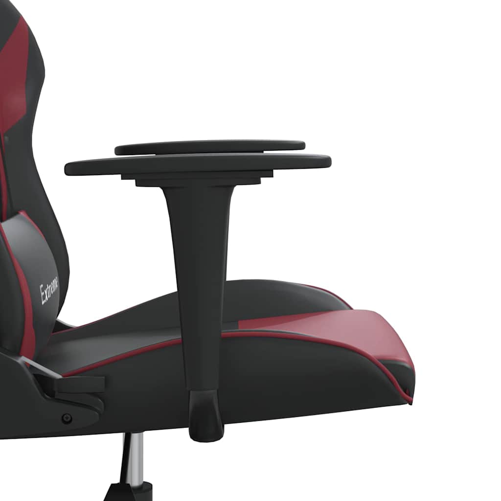 Gaming-Stuhl mit Massagefunktion Schwarz und Weinrot Kunstleder