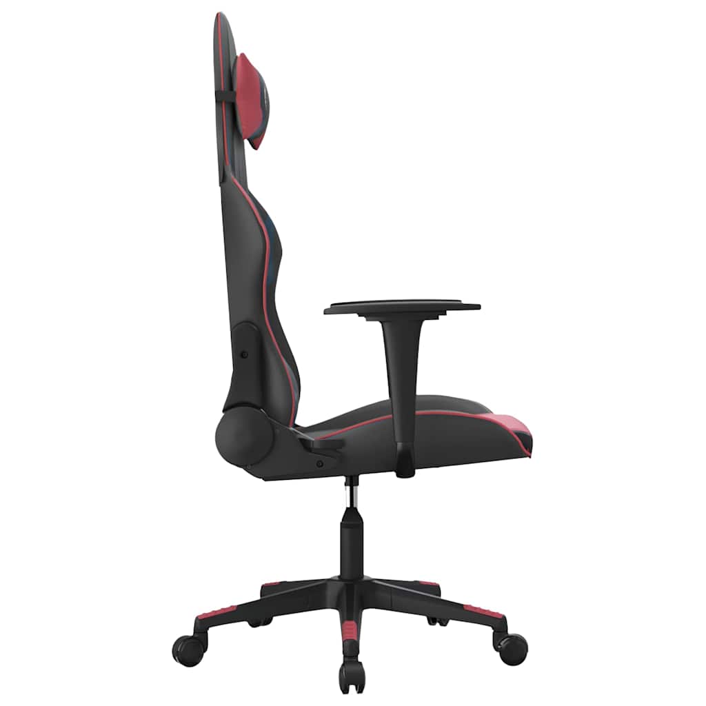 Gaming-Stuhl mit Massagefunktion Schwarz und Weinrot Kunstleder