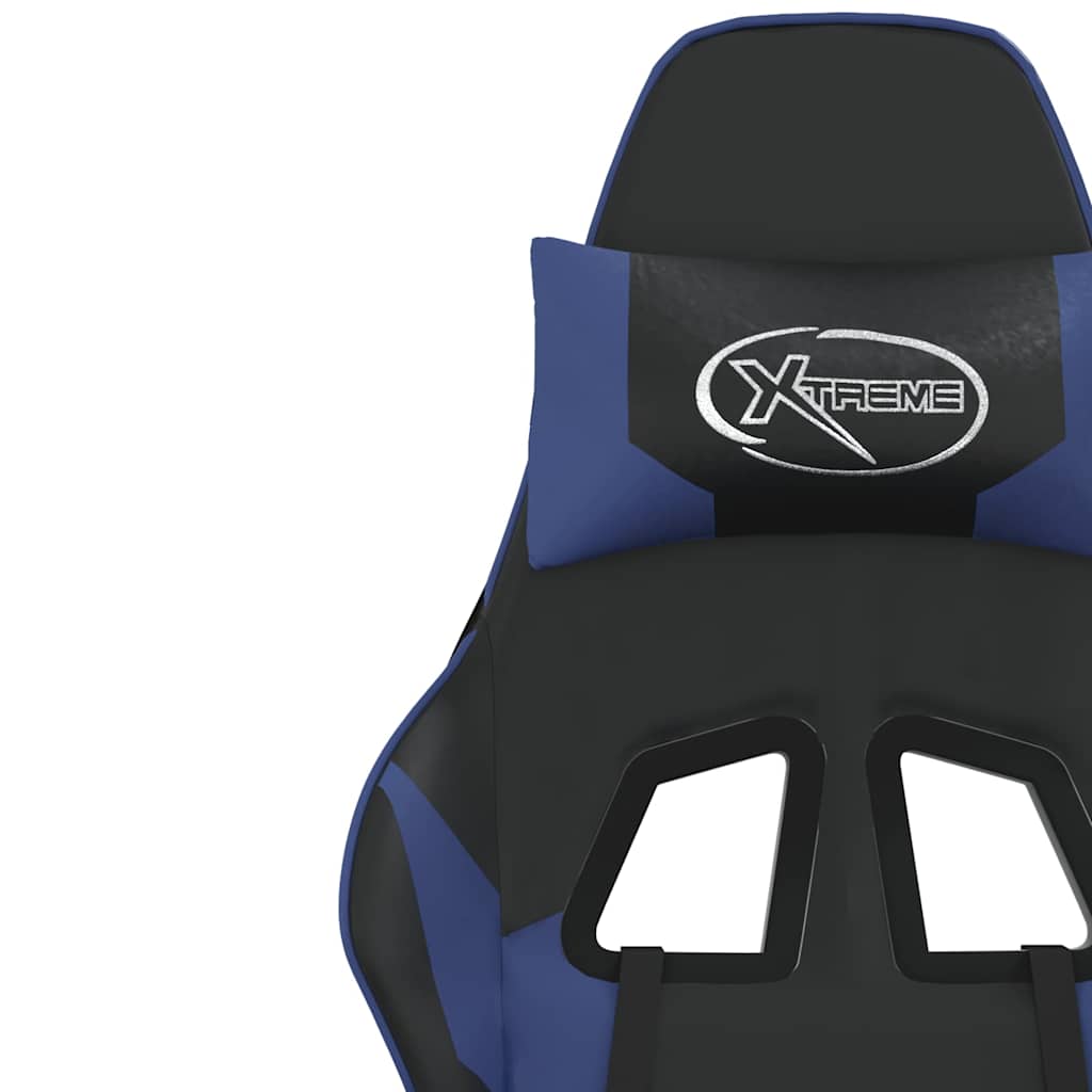 Gaming-Stuhl mit Massage & Fußstütze Schwarz & Blau Kunstleder