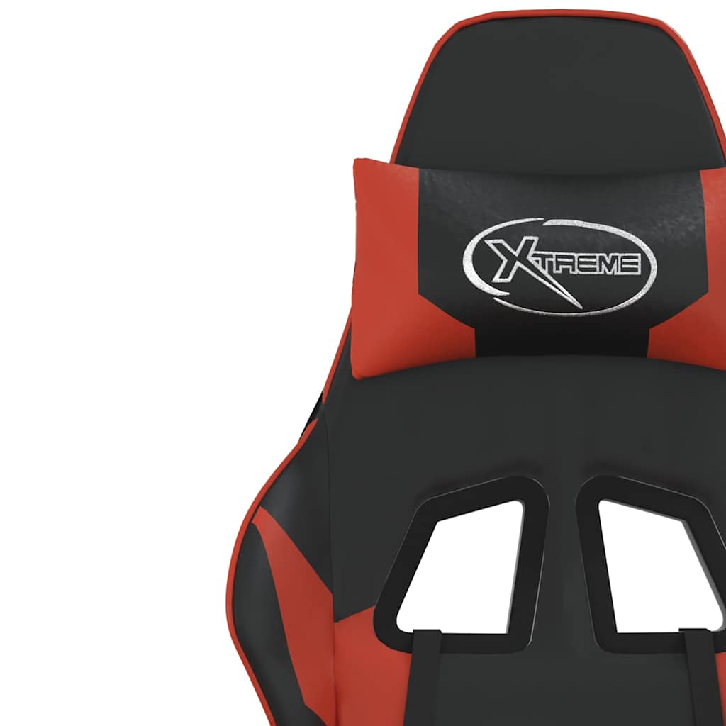 Gaming-Stuhl mit Massage & Fußstütze Schwarz & Rot Kunstleder
