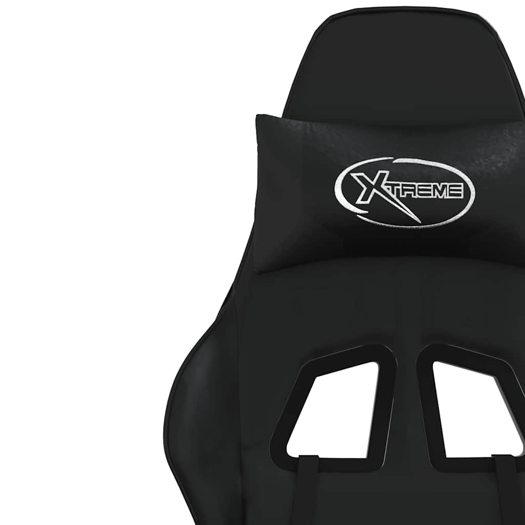 Gaming-Stuhl mit Massage & Fußstütze Schwarz Kunstleder