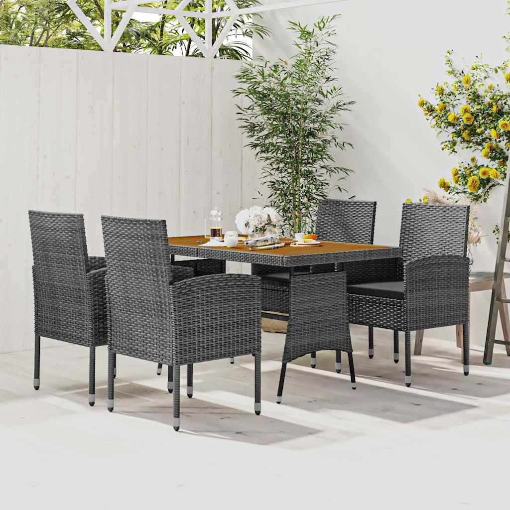5-tlg. Garten-Essgruppe Poly Rattan Grau