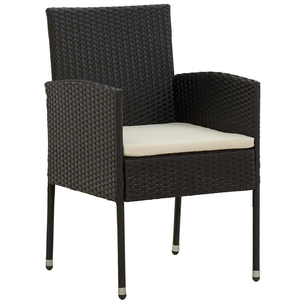 9-tlg. Garten-Essgruppe Poly Rattan Schwarz