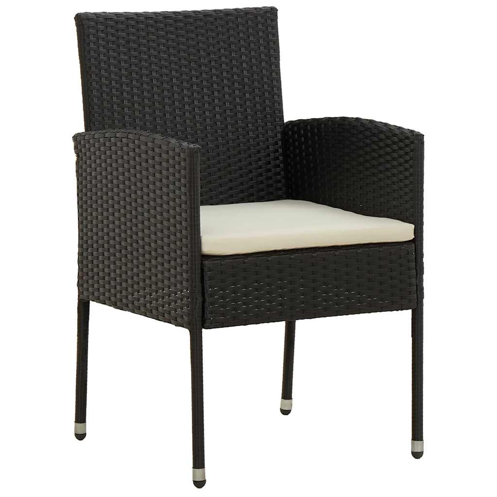 9-tlg. Garten-Essgruppe Poly Rattan Schwarz