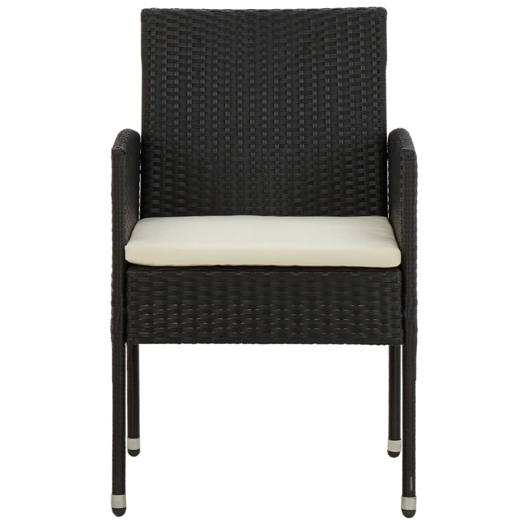 9-tlg. Garten-Essgruppe Poly Rattan Schwarz