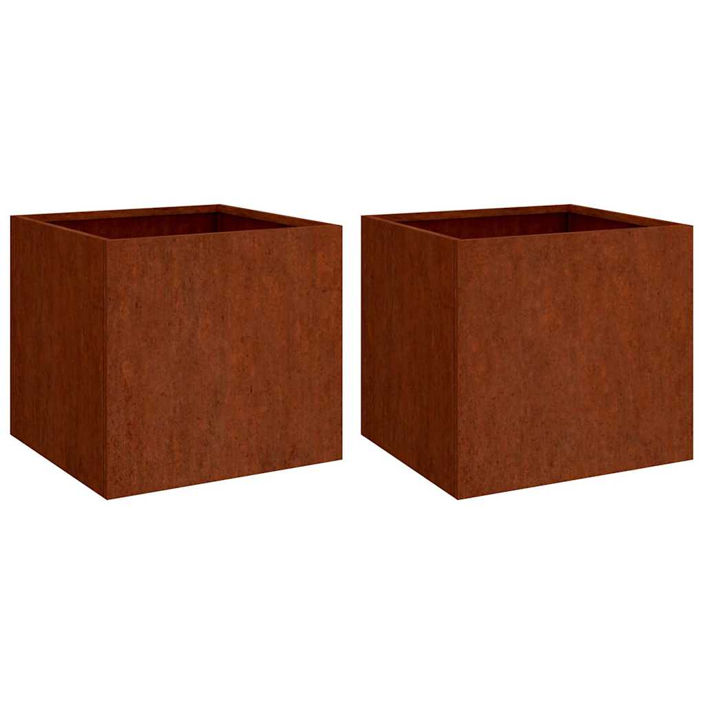 Pflanzkübel 2 Stk. 49x47x46 cm Cortenstahl