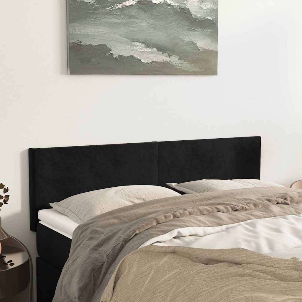 Kopfteile Schwarz 144x5x78/88 cm Samt