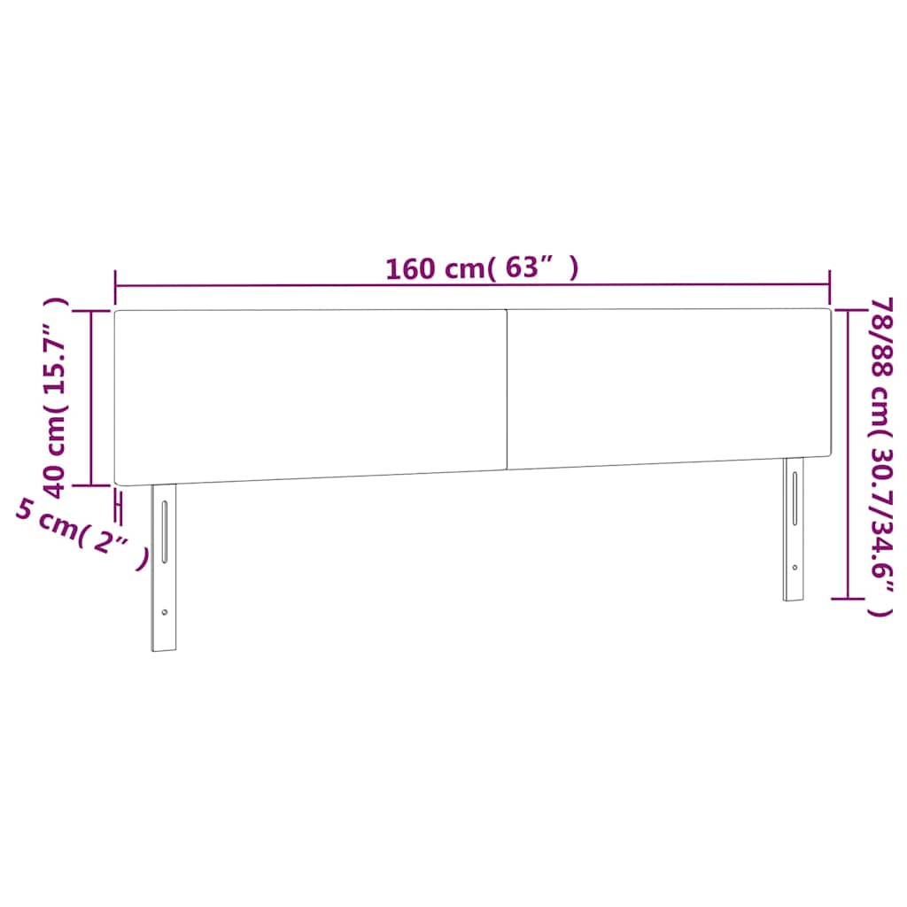 Kopfteile Schwarz 160x5x78/88 cm Samt