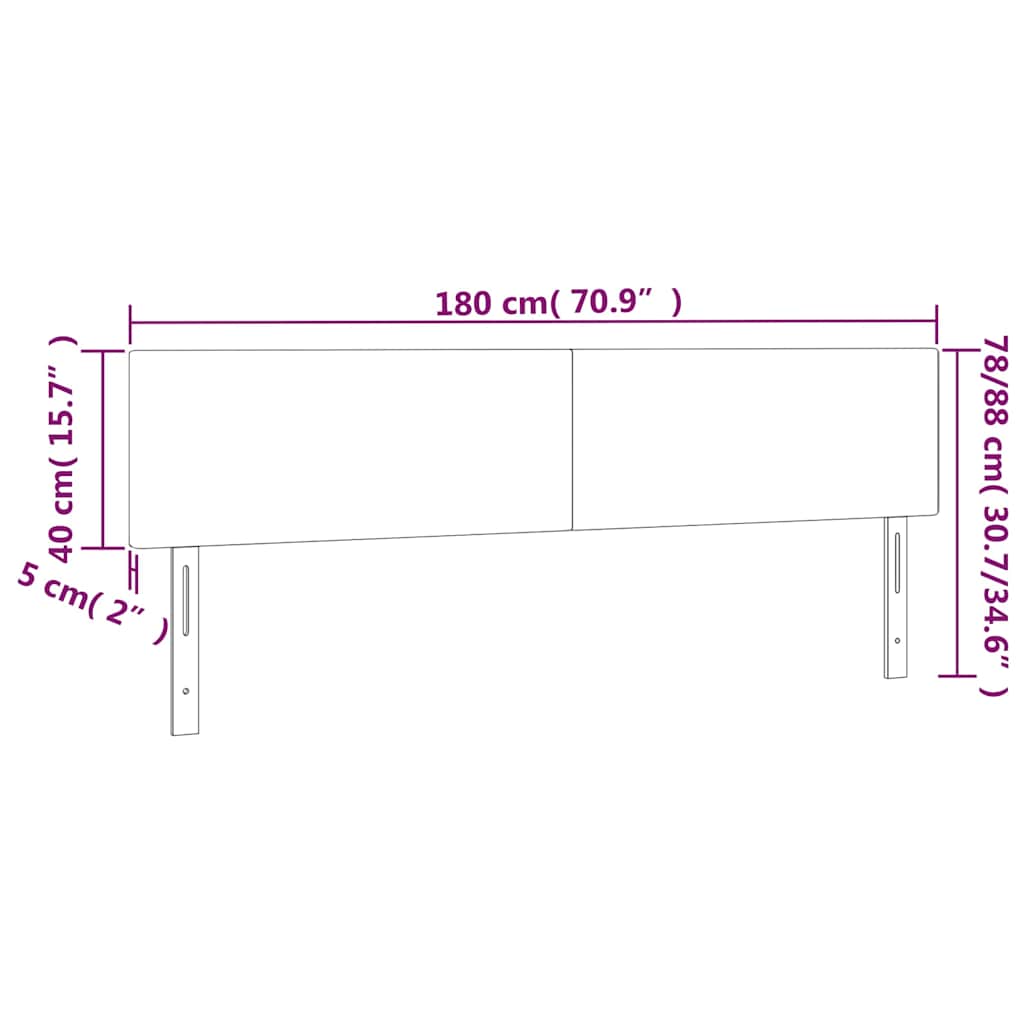 Kopfteile Rosa 180x5x78/88 cm Samt