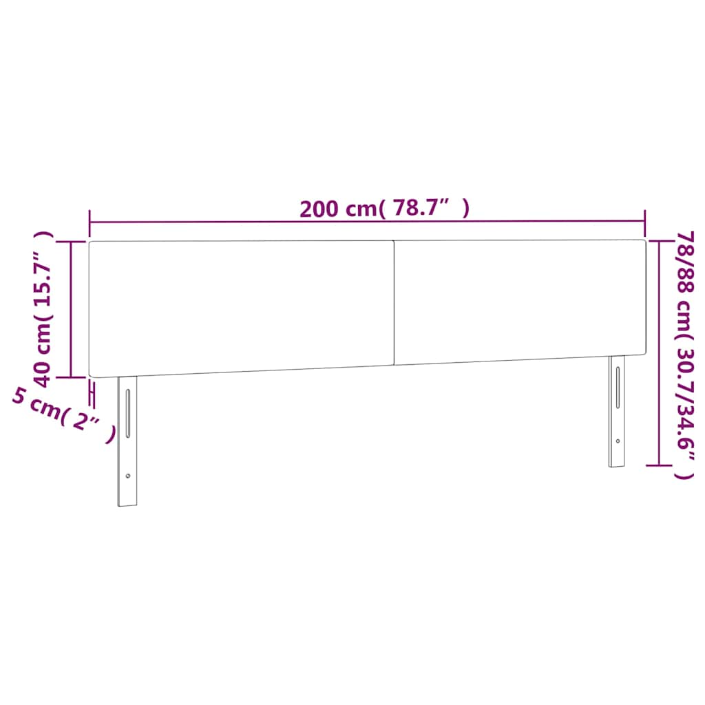 Kopfteile Schwarz 200x5x78/88 cm Samt