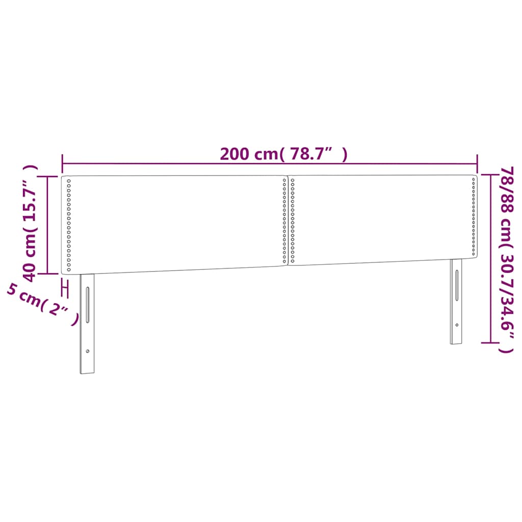 Kopfteile Hellgrau 200x5x78/88 cm Stoff