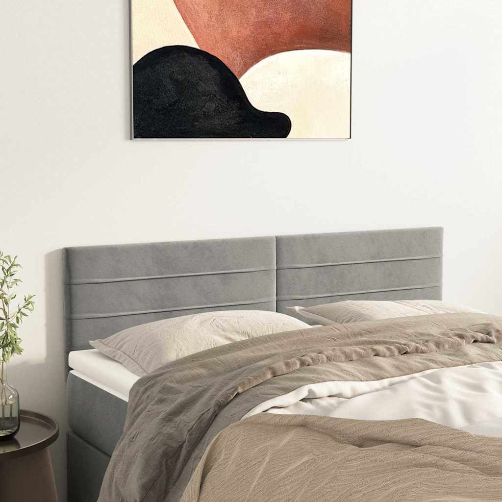 Kopfteile Hellgrau 144x5x78/88 cm Samt