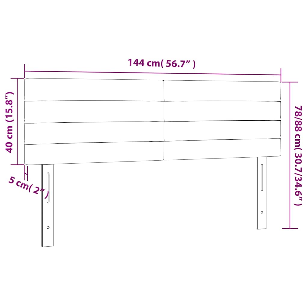 Kopfteile Schwarz 144x5x78/88 cm Samt