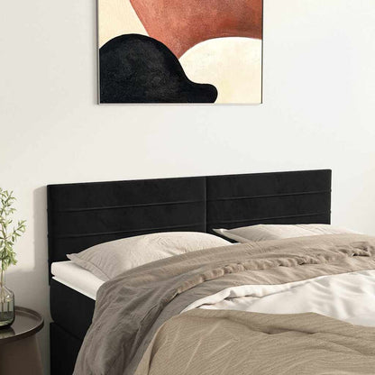 Kopfteile Schwarz 144x5x78/88 cm Samt