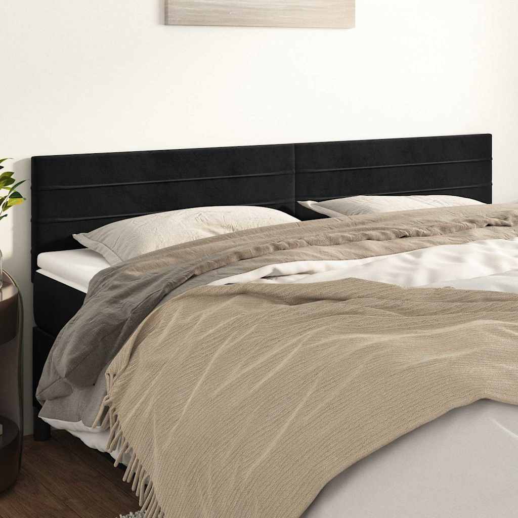 Kopfteile Schwarz 200x5x78/88 cm Samt