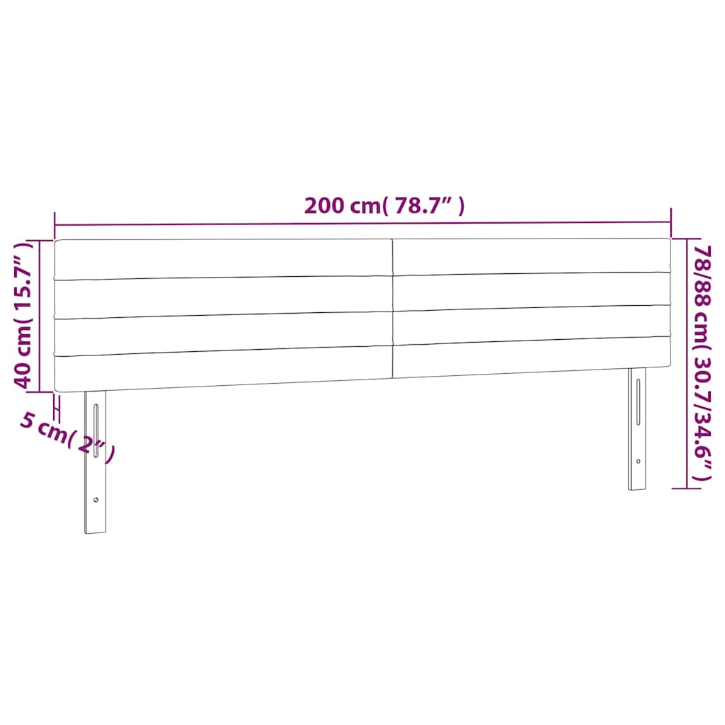 Kopfteile Dunkelblau 200x5x78/88 cm Samt