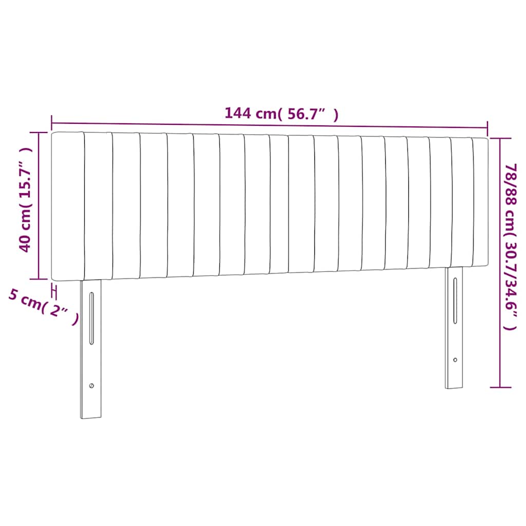 Kopfteile Dunkelgrau 144x5x78/88 cm Stoff