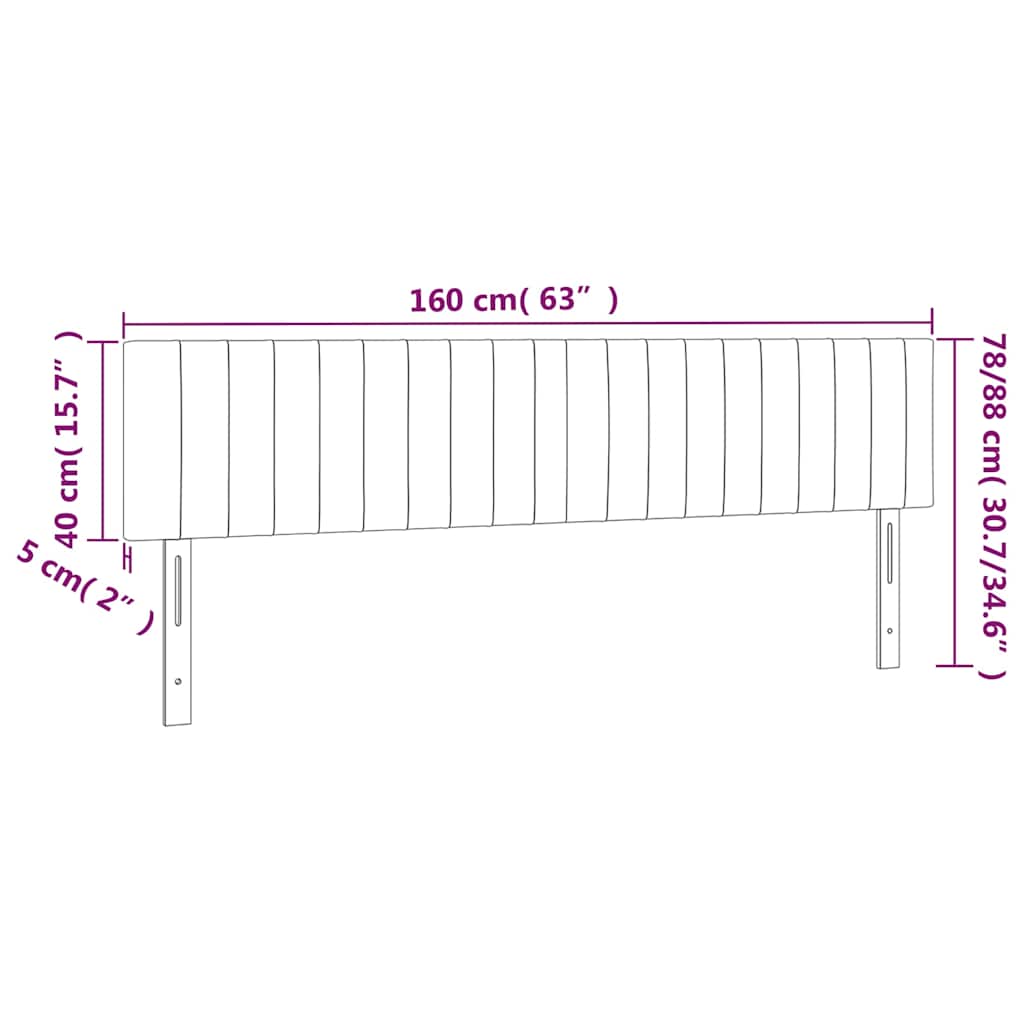 Kopfteile Rosa 160x5x78/88 cm Samt