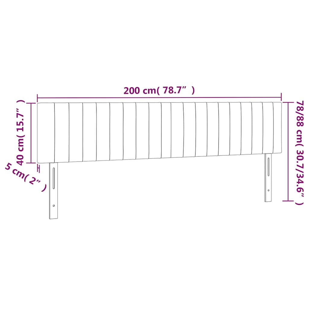 Kopfteile Rosa 200x5x78/88 cm Samt