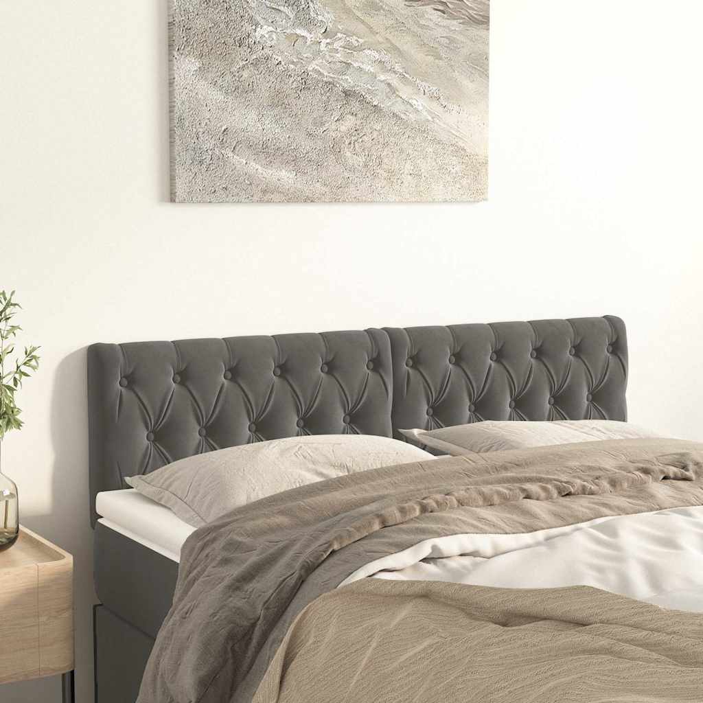 Kopfteile Dunkelgrau 144x7x78/88 cm Samt