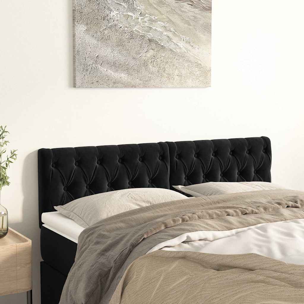 Kopfteile Schwarz 160x7x78/88 cm Samt