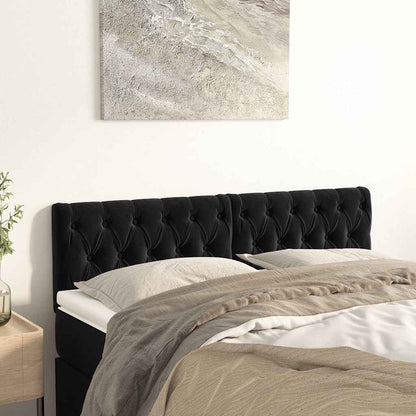 Kopfteile Schwarz 160x7x78/88 cm Samt