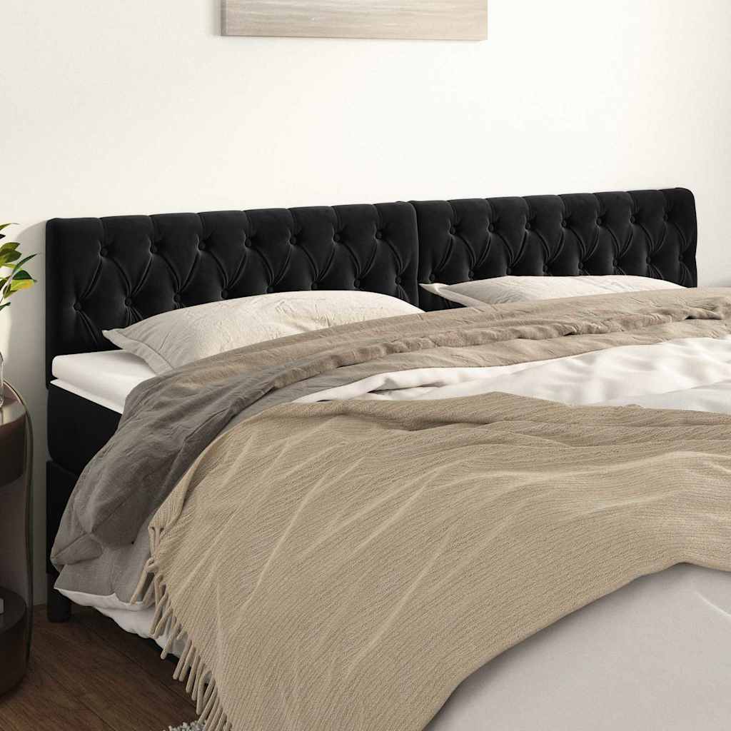 Kopfteile Schwarz 200x7x78/88 cm Samt