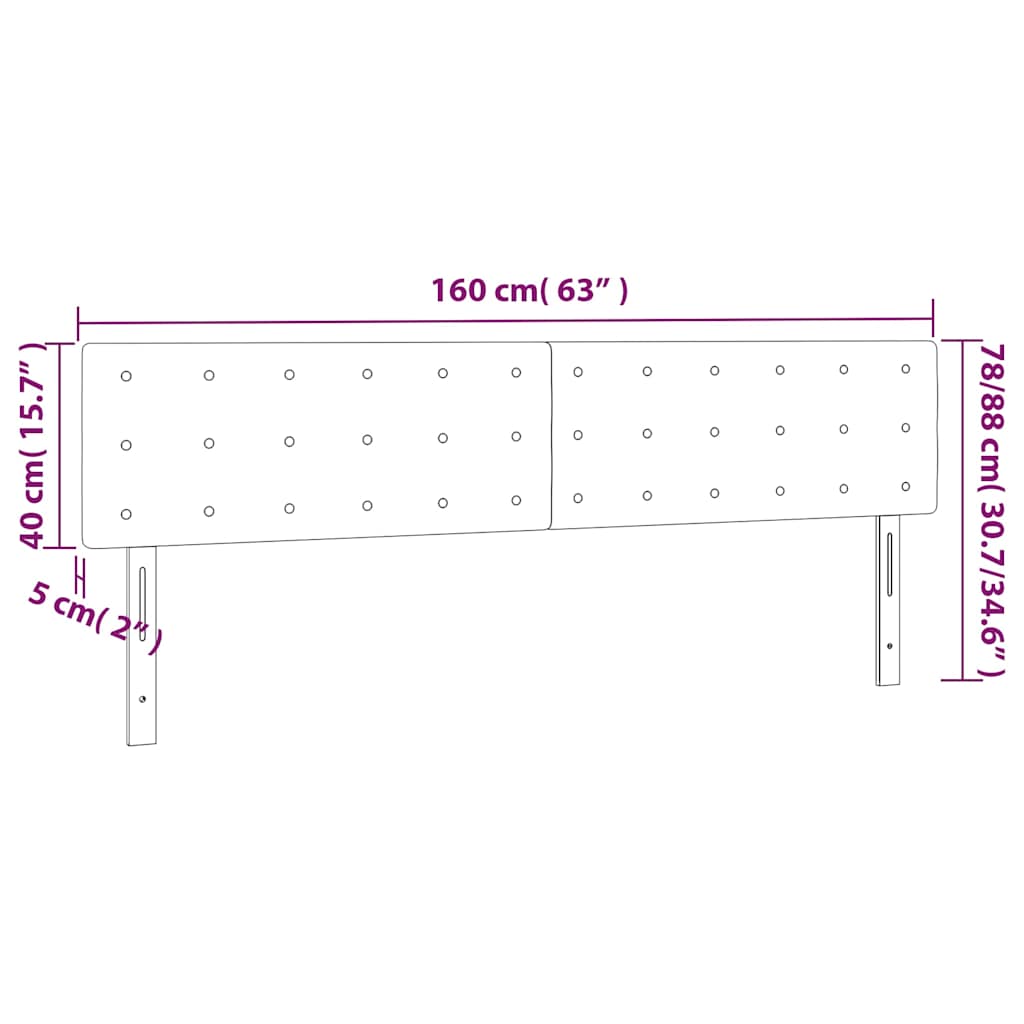 Kopfteile Blau 160x5x78/88 cm Stoff