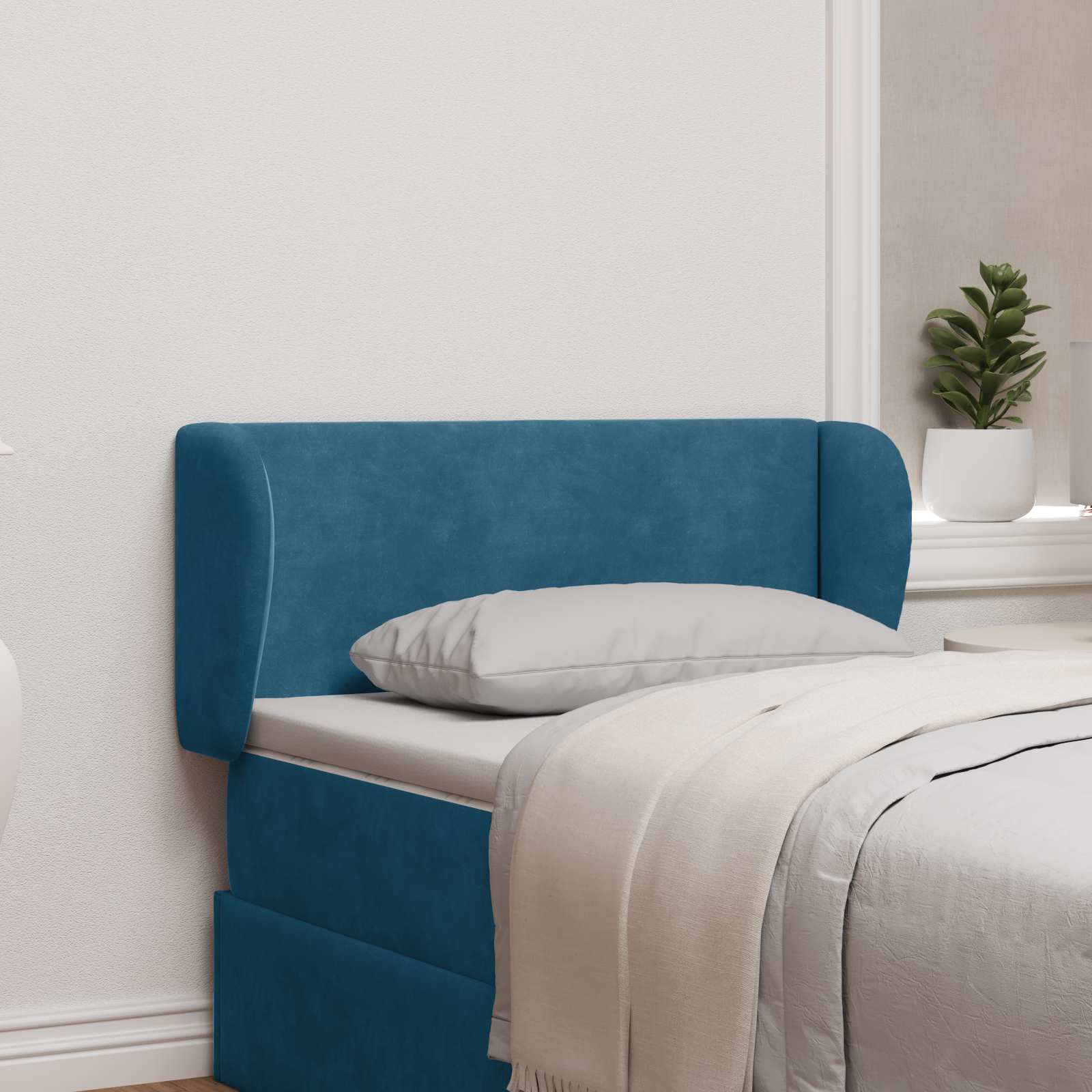 Kopfteil Ohr Blau 40 x 23 x 6 cm Samt